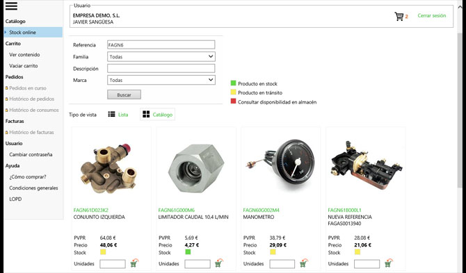 SIGEPlus ERP - Tienda Online vista catálogo
